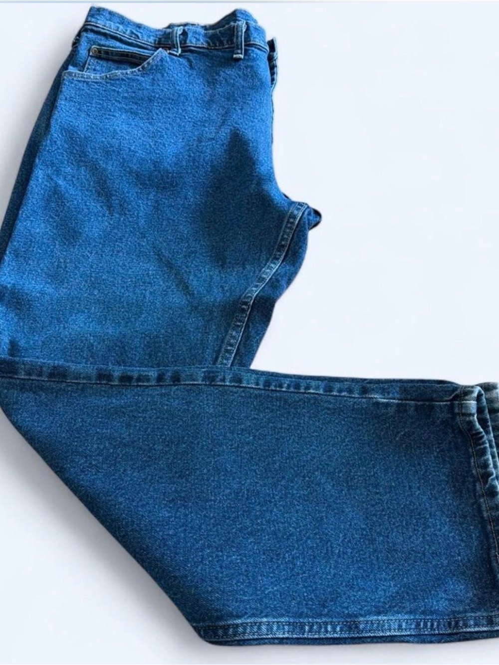 Wrangler Men's 44 X 30 Classic Jeans, dark wash, straight leg, relaxed fit.